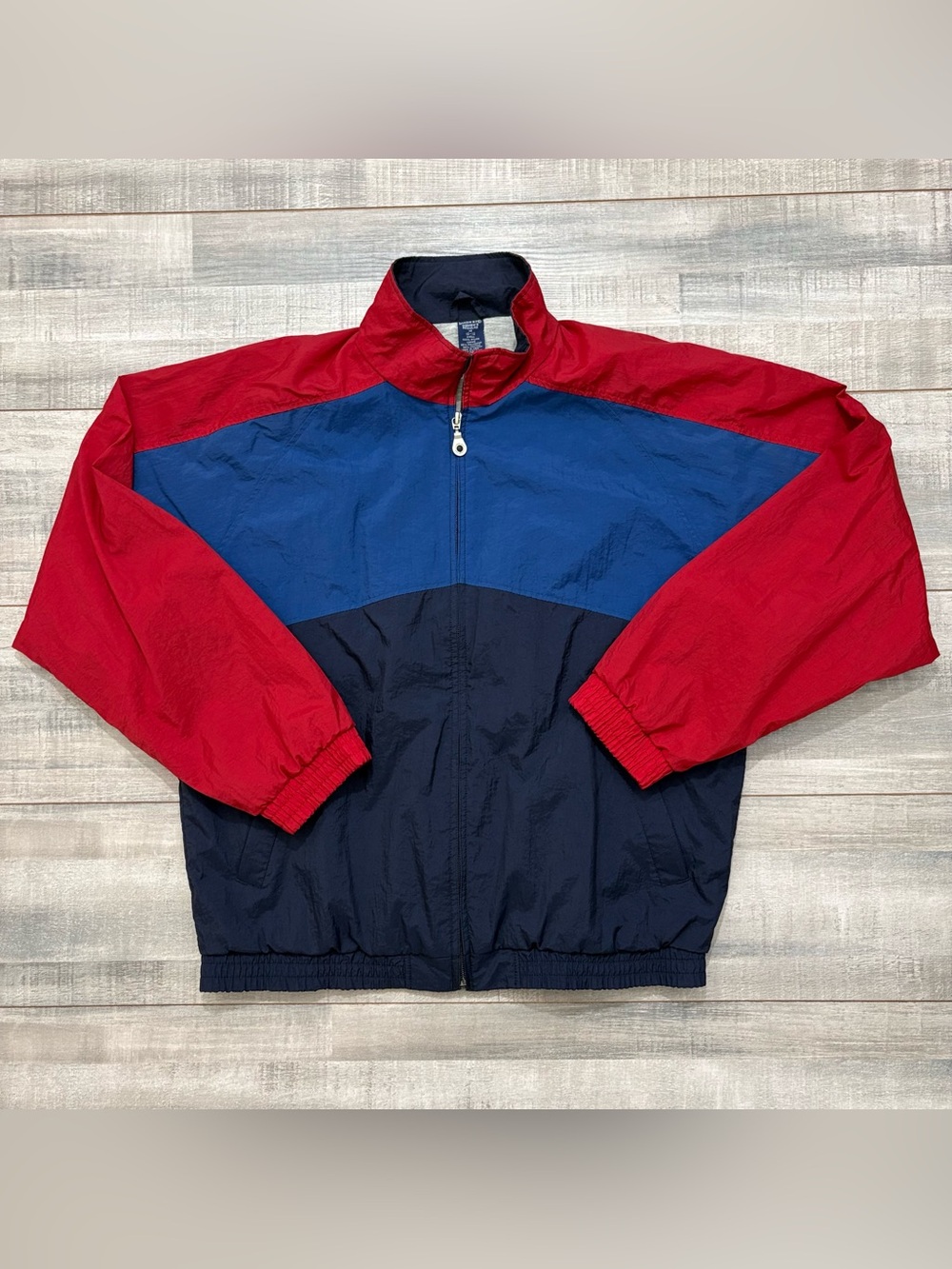 90s Vintage Lands End Womens Full Zip Windbreaker Jacket Size Medium Colorblock